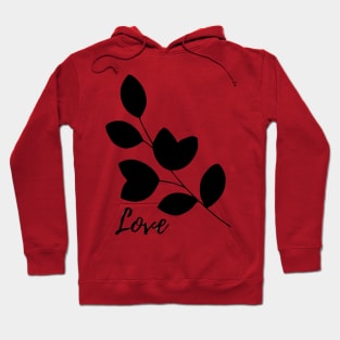 black color leaves love art illustration Hoodie